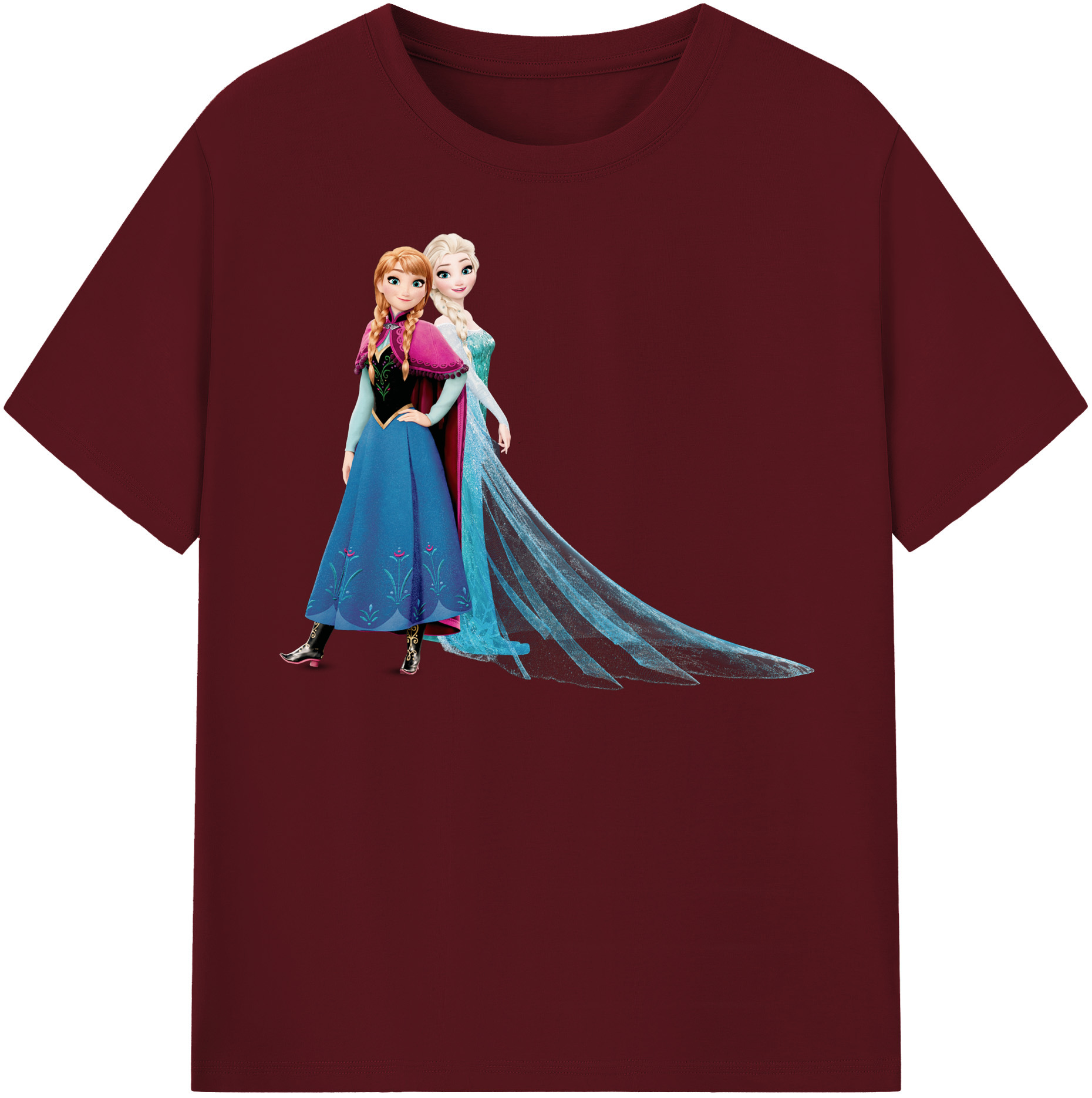 （画像用） アナと雪の女王 アンナ エルサ Frozen Anna Elsa 綿100％半袖Tシャツ（フロントプリント）